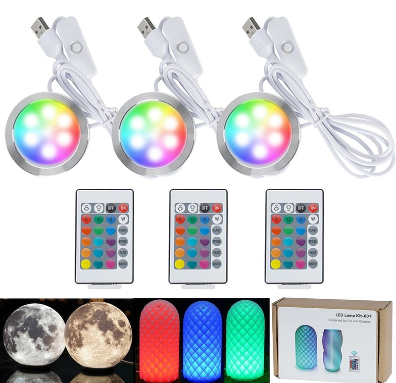 3DZWMAN Remote Control RGB LED Lamp Kit 001 with Power Outage Color Storage for Bambu Lab Makerworld for Makeronline Multicolor Includes Button Battery 3D Printed DIY Hardware Model Parts 5V USB Powered3 - Image 1